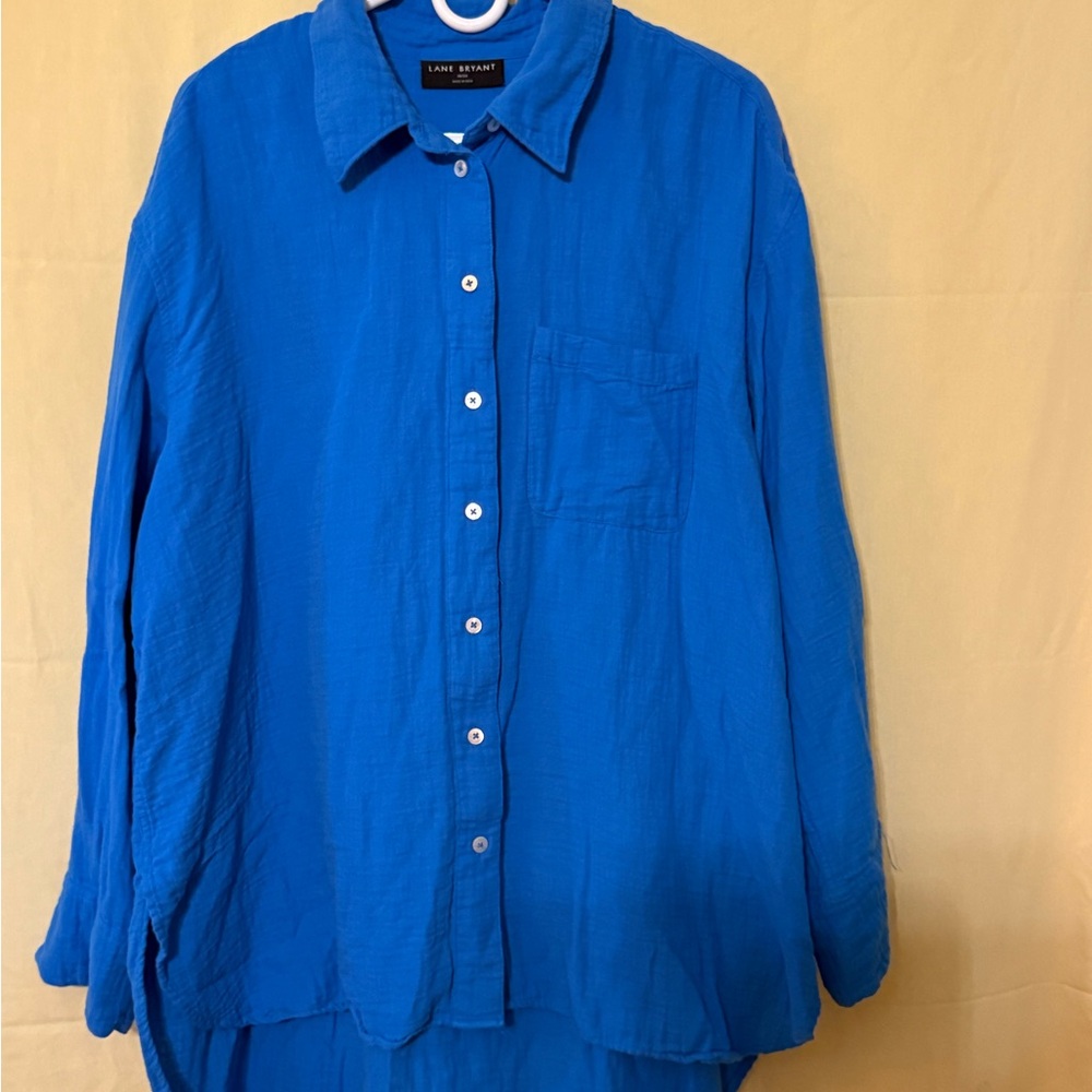Lane Bryant Blue Button Down Shirt